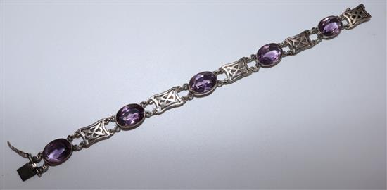 Silver and amethyst bracelet